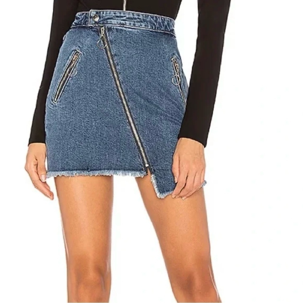 JOES’S Jeans Denim Mini Skirt Zip Front Karla Asymmetrical Biker Size 28